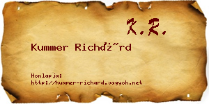 Kummer Richárd névjegykártya